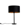 Tischleuchte Schwarz mit ovalem Samt-Schirm Schwarz 35cm - Simplo