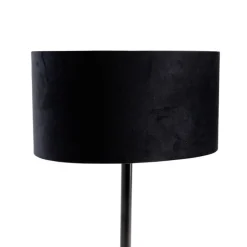 Tischleuchte Schwarz mit ovalem Samt-Schirm Schwarz 35cm - Simplo