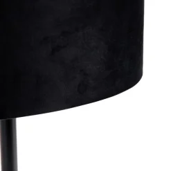 Tischleuchte Schwarz mit ovalem Samt-Schirm Schwarz 35cm - Simplo