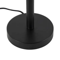 Tischleuchte Schwarz mit ovalem Samt-Schirm Schwarz 35cm - Simplo