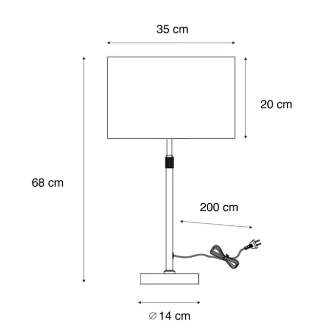 Tischleuchte Schwarz mit Taupe Samt-Schirm 35cm - Parte