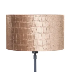 Tischleuchte Schwarz mit Samt-Schirm Krokodil-Design 35cm - Parte