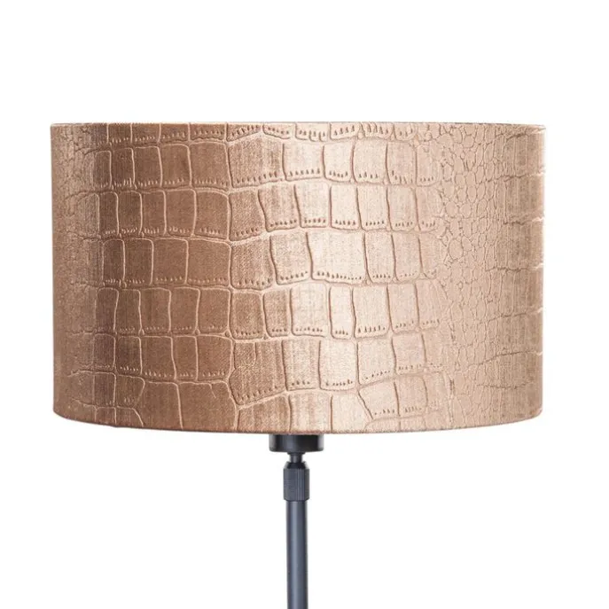 Tischleuchte Schwarz mit Samt-Schirm Krokodil-Design 35cm - Parte