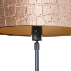 Tischleuchte Schwarz mit Samt-Schirm Krokodil-Design 35cm - Parte