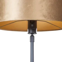 Tischleuchte Schwarz mit Samtschirm Bronze 35cm - Parte