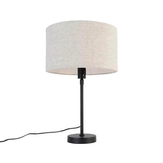 Tischleuchte schwarz verstellbar mit Schirm hellgrau 35 cm - Parte