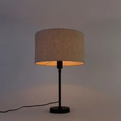 Tischleuchte schwarz verstellbar mit Schirm hellgrau 35 cm - Parte