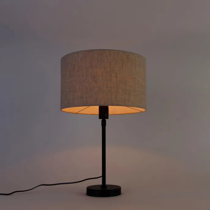 Tischleuchte schwarz verstellbar mit Schirm hellgrau 35 cm - Parte