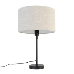 Tischleuchte schwarz verstellbar mit Schirm hellgrau 35 cm - Parte