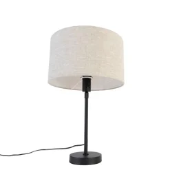 Tischleuchte schwarz verstellbar mit Schirm hellgrau 35 cm - Parte