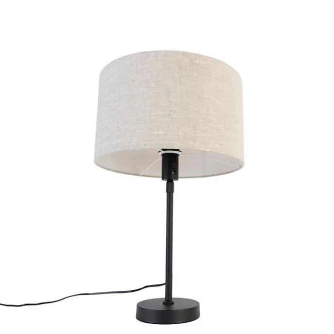 Tischleuchte schwarz verstellbar mit Schirm hellgrau 35 cm - Parte