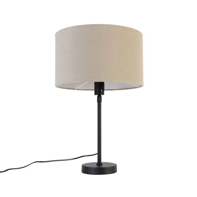 Tischleuchte schwarz verstellbar mit Schirm hellbraun 35 cm - Parte