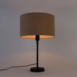 Tischleuchte schwarz verstellbar mit Schirm hellbraun 35 cm - Parte