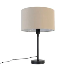Tischleuchte schwarz verstellbar mit Schirm hellbraun 35 cm - Parte