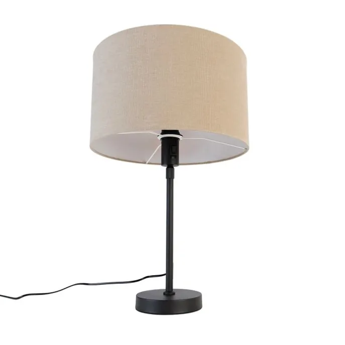 Tischleuchte schwarz verstellbar mit Schirm hellbraun 35 cm - Parte
