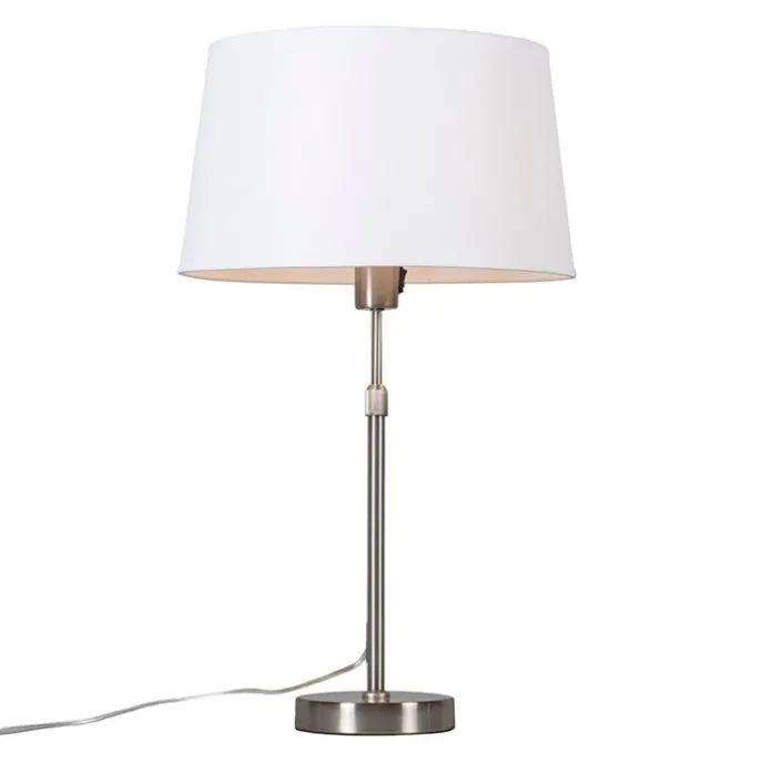 Tischleuchte Stahl mit Schirm weiß 35 cm verstellbar - Parte