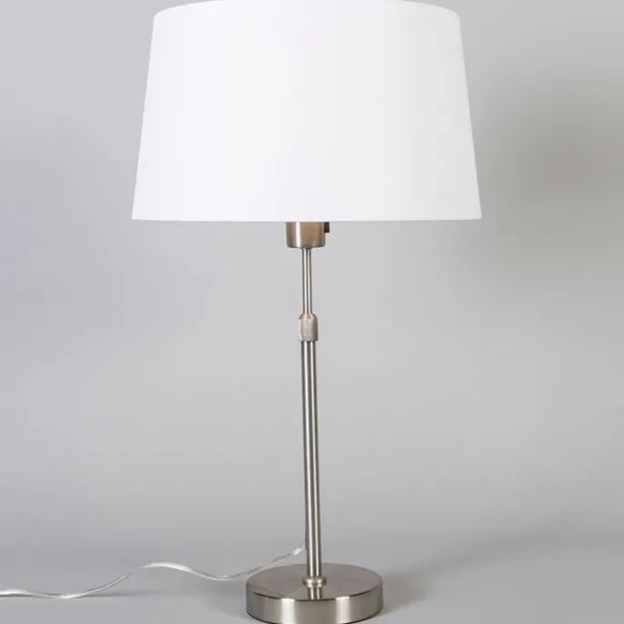 Tischleuchte Stahl mit Schirm weiß 35 cm verstellbar - Parte