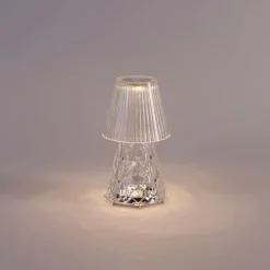 Tischleuchte transparentes Glas inkl. LED Wiederaufladbar IP44 - Lola 20 Lux