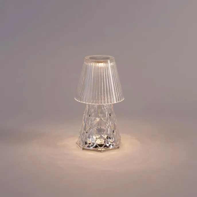 Tischleuchte transparentes Glas inkl. LED Wiederaufladbar IP44 - Lola 20 Lux