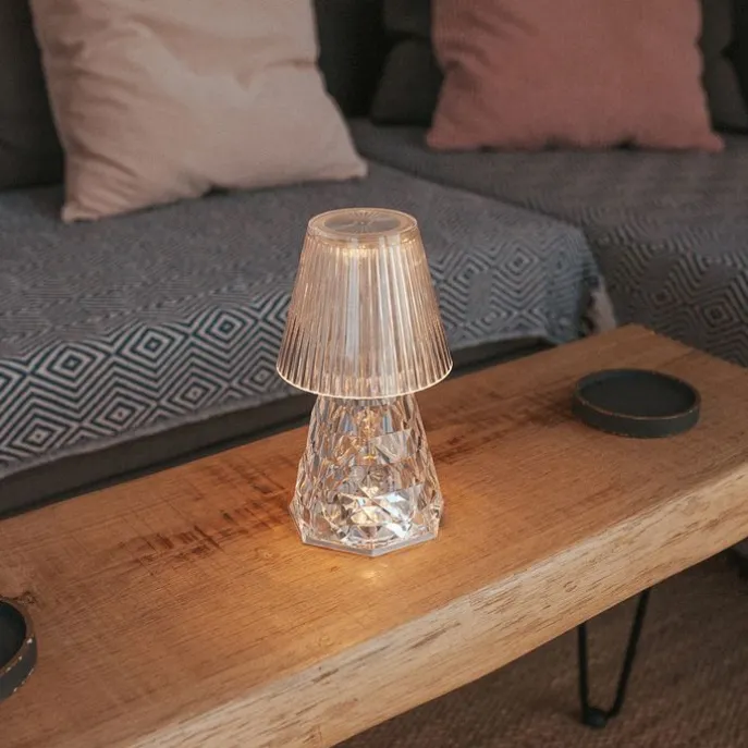 Tischleuchte transparentes Glas inkl. LED Wiederaufladbar IP44 - Lola 20 Lux