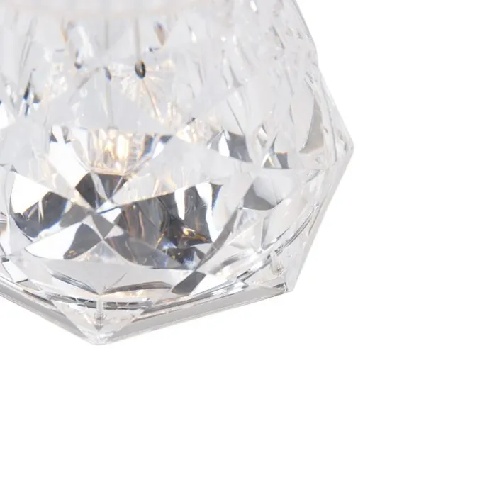 Tischleuchte transparentes Glas inkl. LED Wiederaufladbar IP44 - Lola 20 Lux