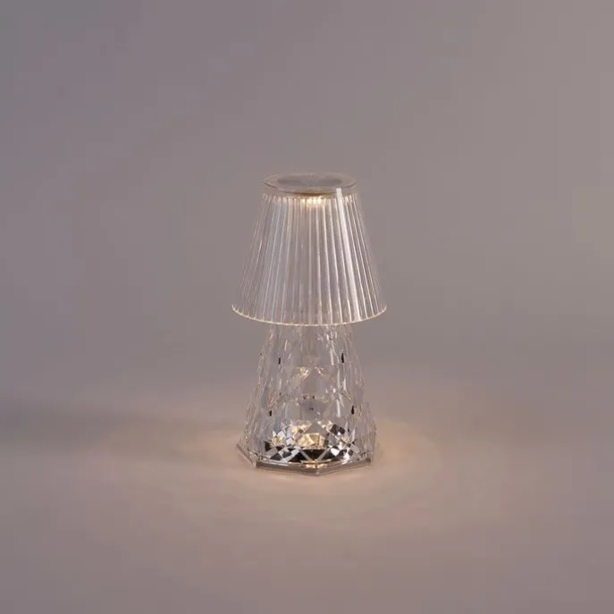 Tischleuchte transparentes Glas inkl. LED Wiederaufladbar IP44 - Lola 20 Lux