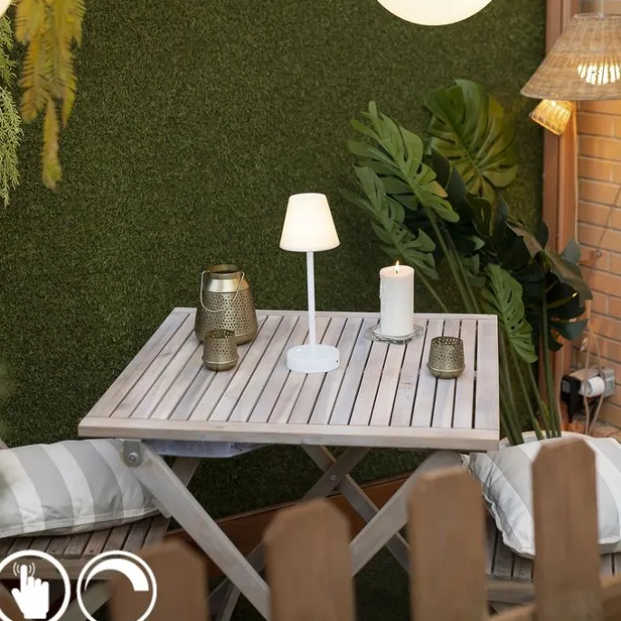 Tischleuchte weiß inkl. LED wiederaufladbar mit Touchdimmer - Renata