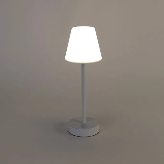 Tischleuchte weiß inkl. LED wiederaufladbar mit Touchdimmer - Renata