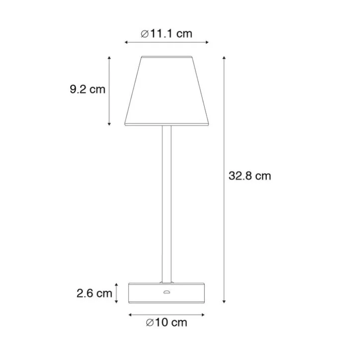 Tischleuchte weiß inkl. LED wiederaufladbar mit Touchdimmer - Renata