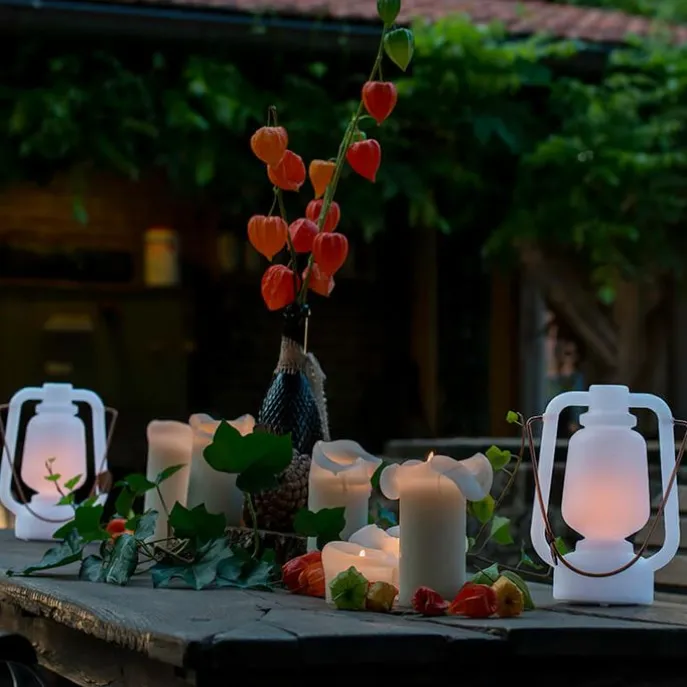 Tischleuchte wiederaufladbar 30 cm IP44 weiß - Storm Small