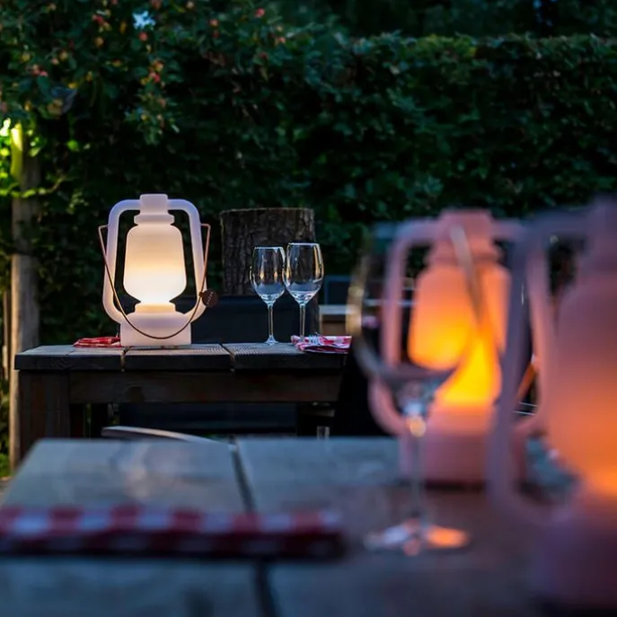 Tischleuchte wiederaufladbar 30 cm IP44 weiß - Storm Small