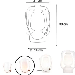 Tischleuchte wiederaufladbar 30 cm IP44 weiß - Storm Small