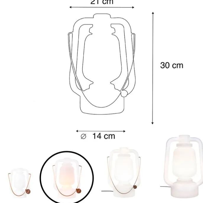 Tischleuchte wiederaufladbar 30 cm IP44 weiß - Storm Small