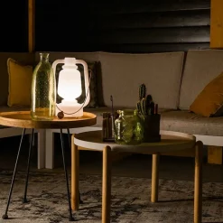 Tischleuchte wiederaufladbar 30 cm IP44 weiß - Storm Small