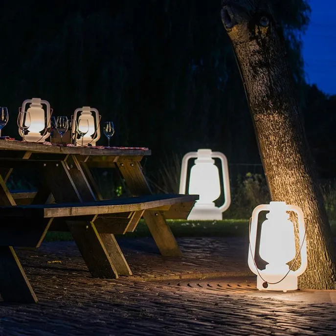 Tischleuchte wiederaufladbar 30 cm IP44 weiß - Storm Small