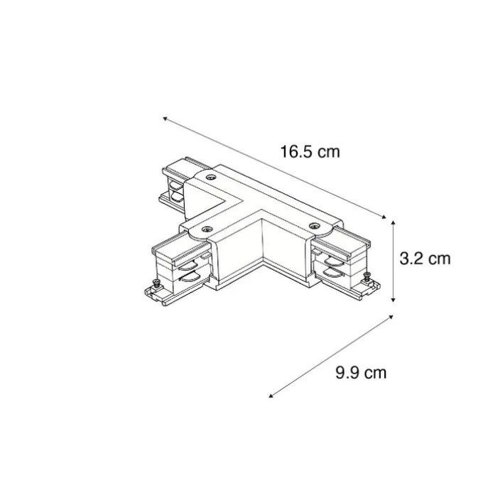 T-Verbinder für 3-Phasen-Schiene Rechts B Weiß
