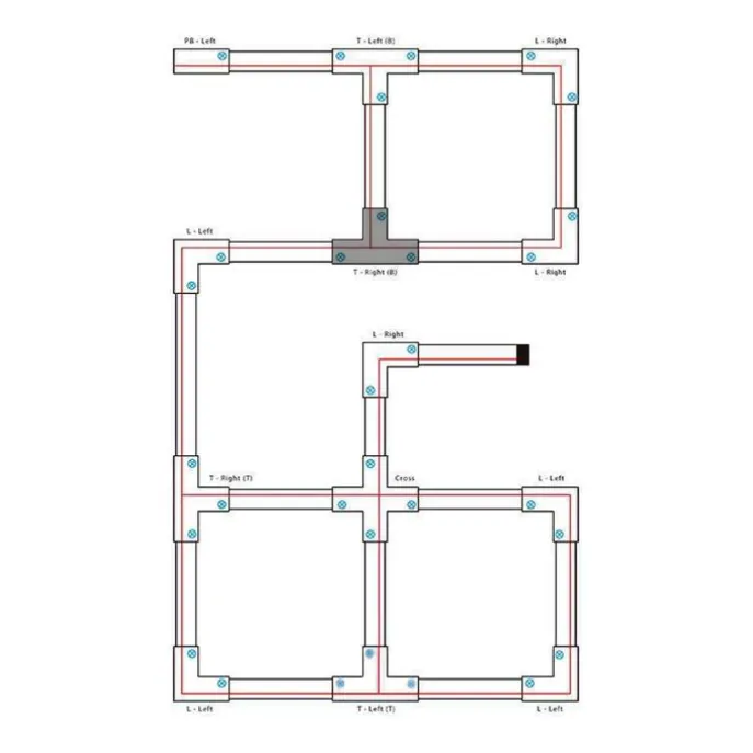 T-Verbinder für 3-Phasenschiene schwarz rechts oben - 3-phasig
