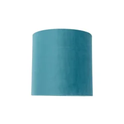 Velour Lampenschirm blau 20/20/20 mit goldener Innenseite