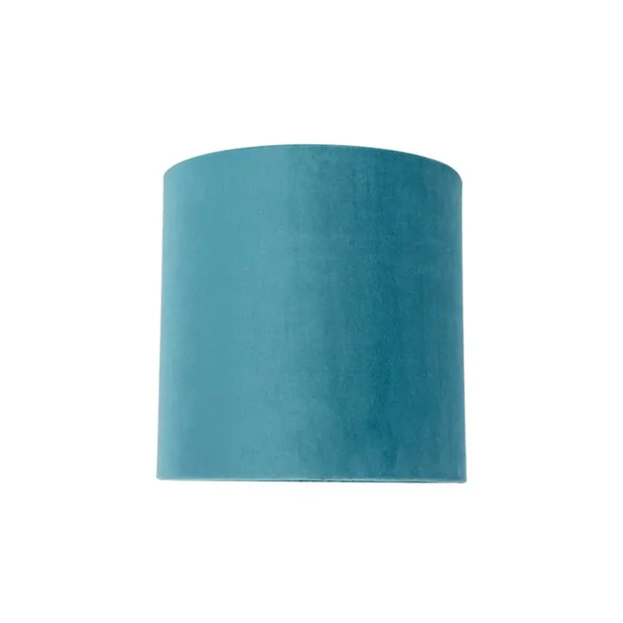 Velour Lampenschirm blau 20/20/20 mit goldener Innenseite