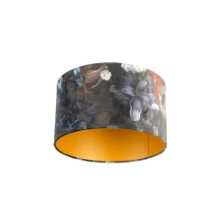 Velour Lampenschirm Blumenmuster 35/35/20 golden innen