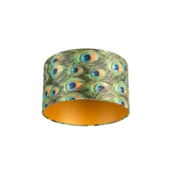Velour Lampenschirm Pfau Design 35/35/20 mit goldenem Interieur