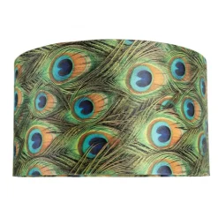 Velour Lampenschirm Pfau Design 35/35/20 mit goldenem Interieur