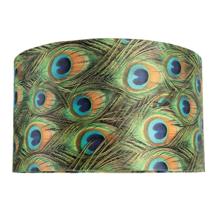 Velour Lampenschirm Pfau Design 35/35/20 mit goldenem Interieur
