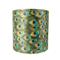 Velour Lampenschirm Pfau Design 40/40/40 mit goldenem Interieur