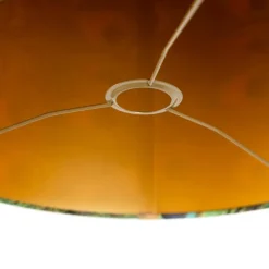 Velour Lampenschirm Pfau Design 40/40/40 mit goldenem Interieur