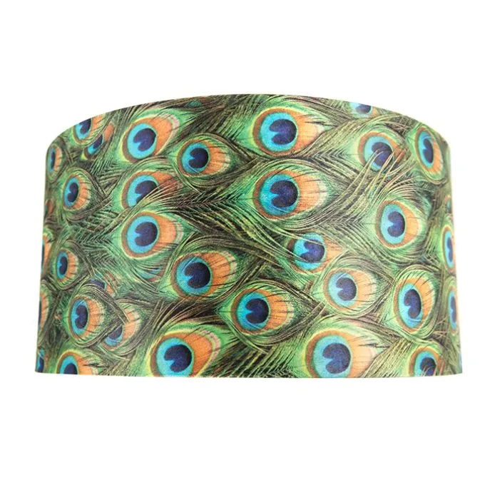 Velour Lampenschirm Pfau Design 50/50/25 mit goldenem Interieur