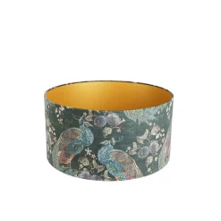 Velours-Lampenschirm pfauengrün 50/50/25 innen golden