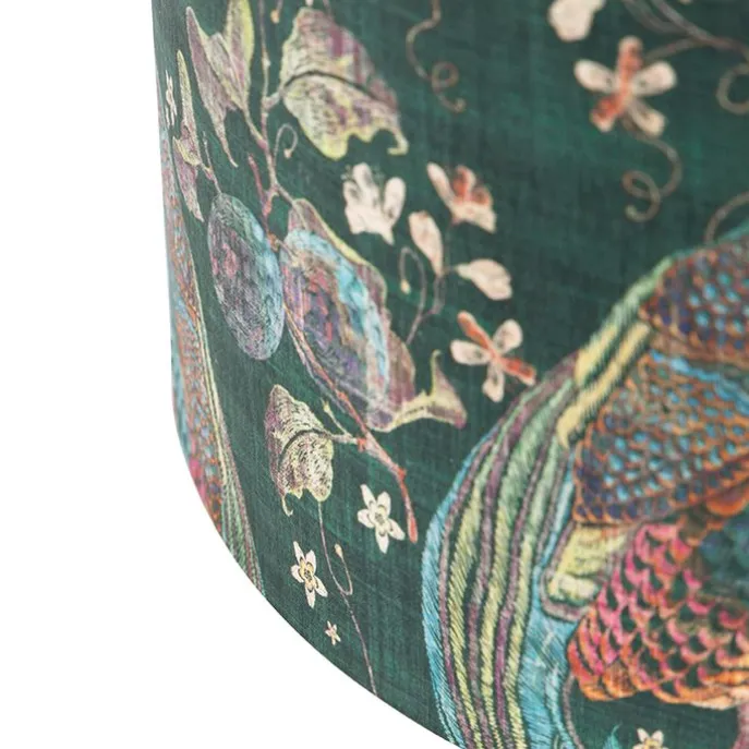 Velours-Lampenschirm pfauengrün 50/50/25 innen golden