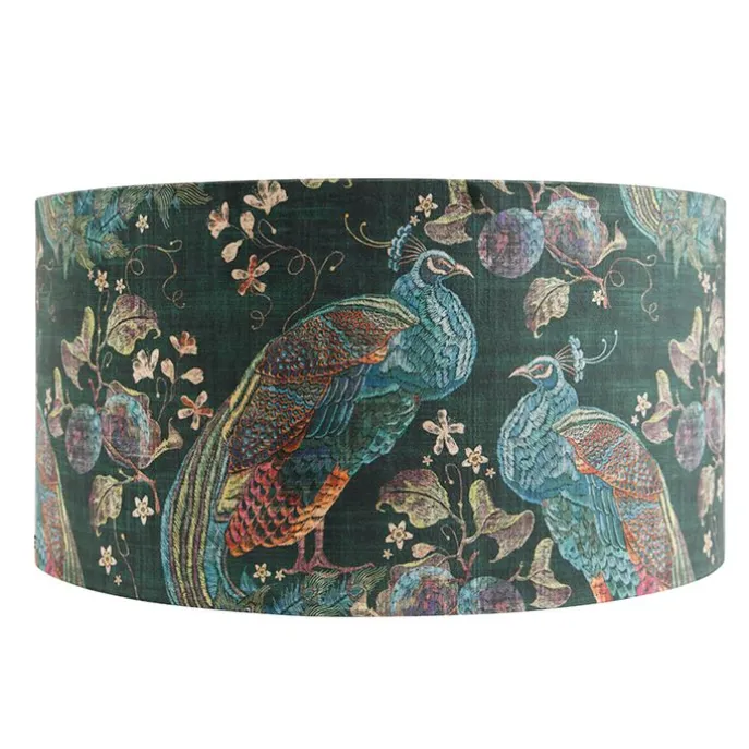Velours-Lampenschirm pfauengrün 50/50/25 innen golden