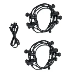 Verbindbare schwarze Lichterkette mit Stecker 10m 20-Lichter IP44 - Lubber